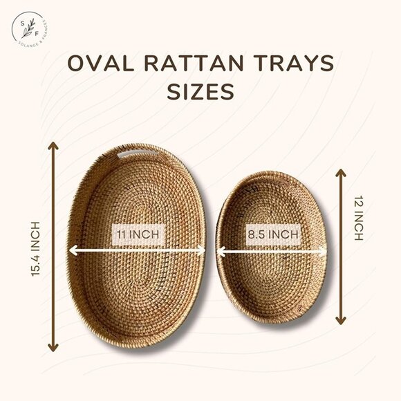 NEW Rattan Wicker Tray Perfect Christmas Gifts for Women, Serving Tray - Picture 3 of 9